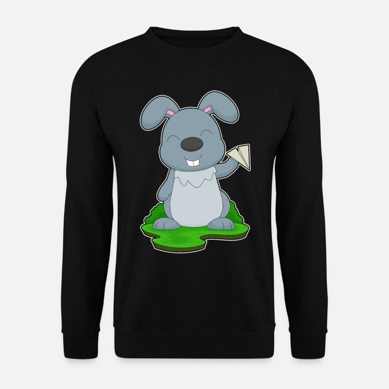 Hase Papierflugzeug - Unisex Pullover - Schwarz