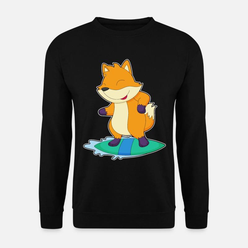 Fuchs Surfer Surfbrett - Unisex Pullover - Schwarz