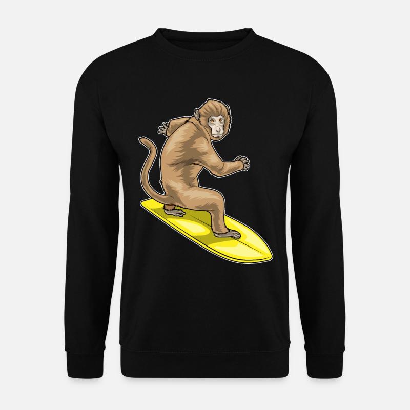 Monkey Surfer Surfboard - Unisex Sweatshirt - black