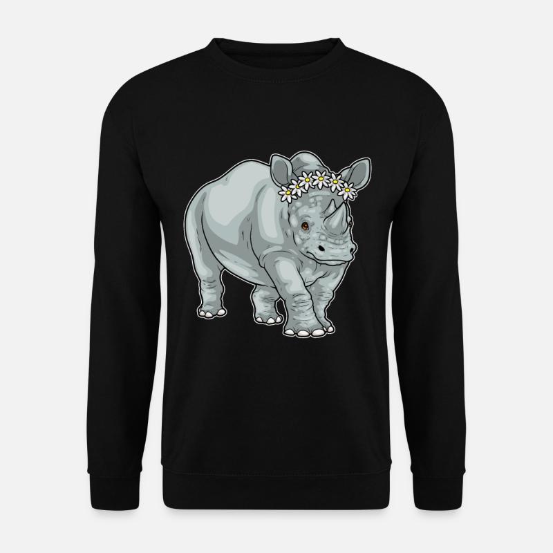 Rhino Daisy Flowers - Unisex Sweatshirt - black
