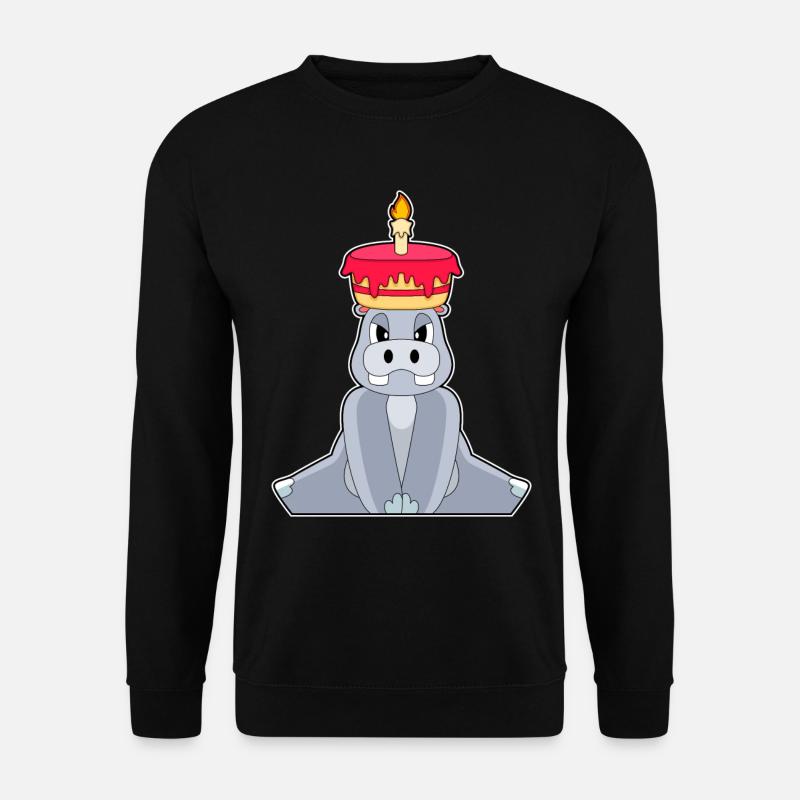 Hippopotamus Birthday Candle Cake - Unisex Sweatshirt - black