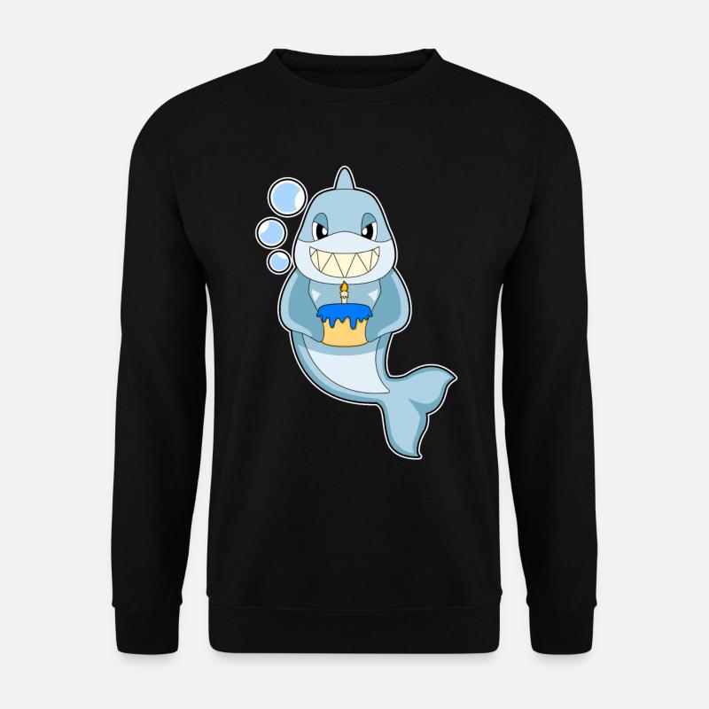 Shark Birthday Candle Cake - Unisex Sweatshirt - black