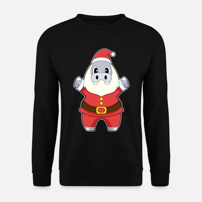 Hippopotame Noël Père Noël - Sweat-shirt Unisexe - noir