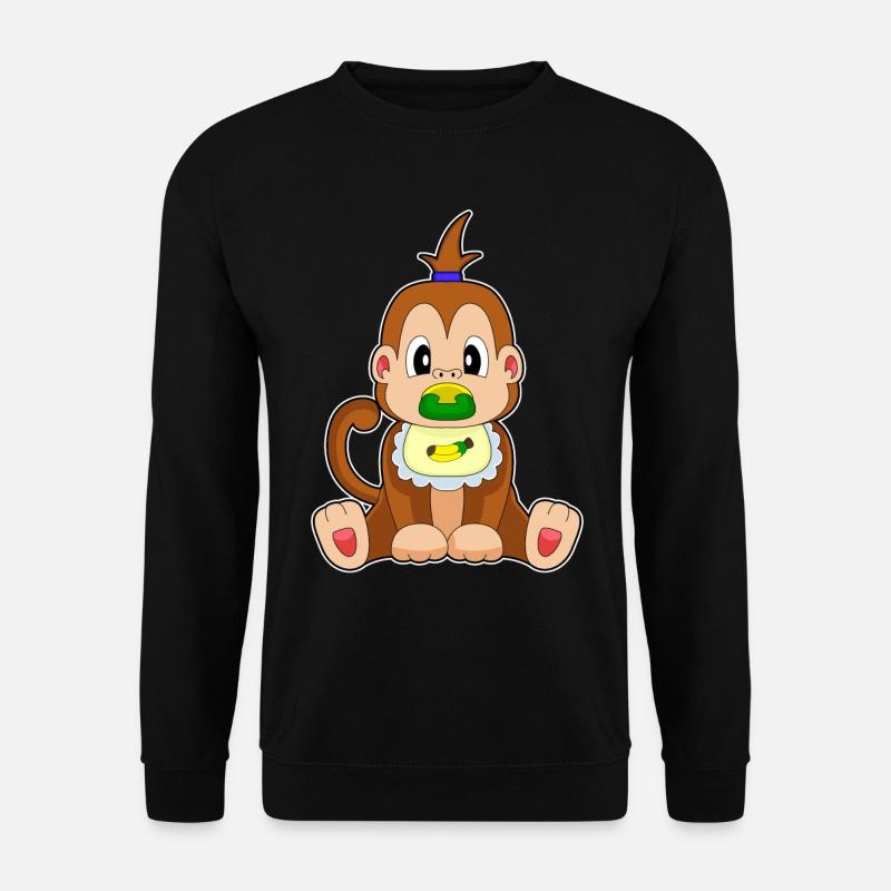 Monkey Banana Pacifier Bib - Unisex Sweatshirt - black
