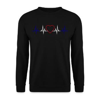 France battement de coeur - Sweat-shirt Unisexe - noir - Devant - Alina (178cm) & Michal (187cm)