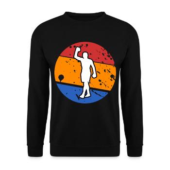 Vintage Boxing Outfit für Boxliebhaber - Unisex Pullover - Schwarz - Vorne - Alina (178cm) & Michal (187cm)