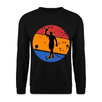 Vintage Boxing Outfit für Boxliebhaber - Unisex Pullover - Schwarz - Vorne - Alina (178cm) & Michal (187cm)