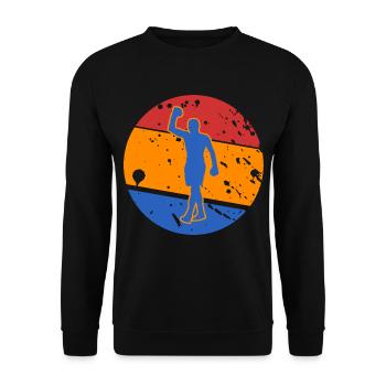 Vintage Boxing Outfit für Boxliebhaber - Unisex Pullover - Schwarz - Vorne - Alina (178cm) & Michal (187cm)