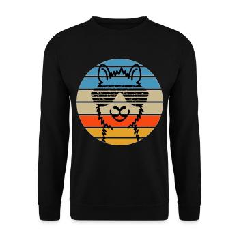 Llama Head Sunglasses Orange Sunset - Unisex Sweatshirt - black - Front - Alina (178cm) & Michal (187cm)