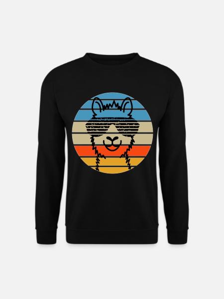 Llama Head Sunglasses Orange Sunset - Unisex Sweatshirt - black