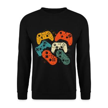 Kontrollieren Sie alle Dinge, Videospielliebhaber - Unisex Pullover - Schwarz - Vorne - Alina (178cm) & Michal (187cm)
