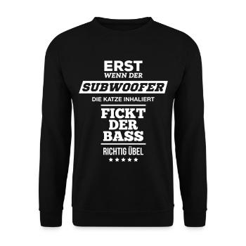 Subwoofer Katze fickt Bass Techno feiern Club DJ - Unisex Pullover - Schwarz - Vorne - Alina (178cm) & Michal (187cm)