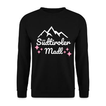 Südtirol Kinder Bergmadl Tirol Alpen Bergsteiger - Unisex Pullover - Schwarz - Vorne - Alina (178cm) & Michal (187cm)