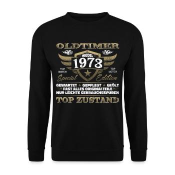 Vintage 1973 Geburtstagsgeschenk – 1973er Lustig - Unisex Pullover - Schwarz - Vorne - Alina (178cm) & Michal (187cm)