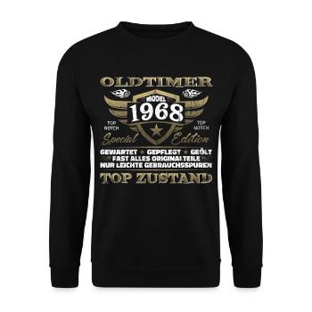 Oldtimer 1968 Baujahr – Vintage Retro Geburtstag - Unisex Pullover - Schwarz - Vorne - Alina (178cm) & Michal (187cm)