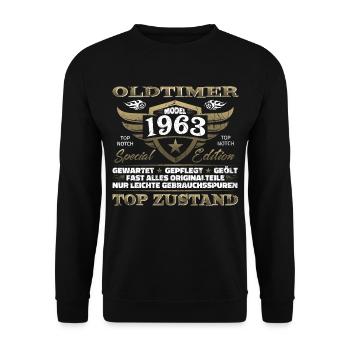 Vintage 1963 Geburtstagsgeschenk – 1963er Lustig - Unisex Pullover - Schwarz - Vorne - Alina (178cm) & Michal (187cm)