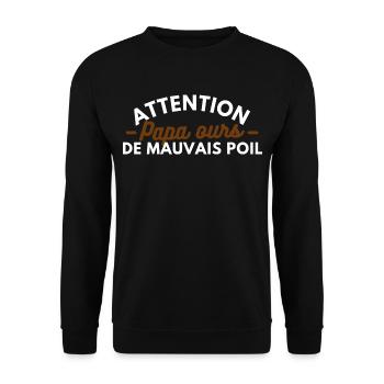 Papa ours de mauvais poil - Sweat-shirt Unisexe - noir - Devant - Alina (178cm) & Michal (187cm)