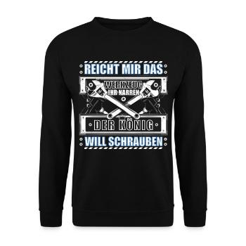 Werkstatt Mechaniker Schrauber - Unisex Pullover - Schwarz - Vorne - Alina (178cm) & Michal (187cm)