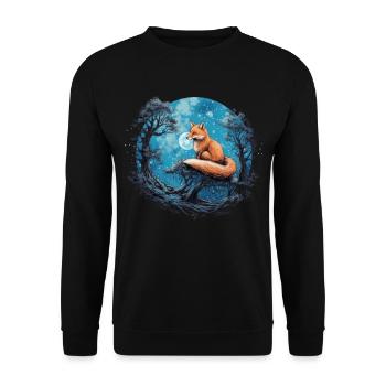 Fox Forest Moon Fable Mythical Fairy Tale - Unisex Sweatshirt - black - Front - Alina (178cm) & Michal (187cm)