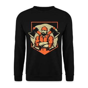 HOLZ SÄGE KETTENSÄGE GESCHENK WALD FÖRSTER BERUF - Unisex Pullover - Schwarz - Vorne - Alina (178cm) & Michal (187cm)
