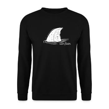 Swim Faster Haifischflosse Hai Shark Tier Animal - Unisex Pullover - Schwarz - Vorne - Alina (178cm) & Michal (187cm)