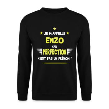 Enzo cadeau humour et drôle - Sweat-shirt Unisexe - noir - Devant - Alina (178cm) & Michal (187cm)