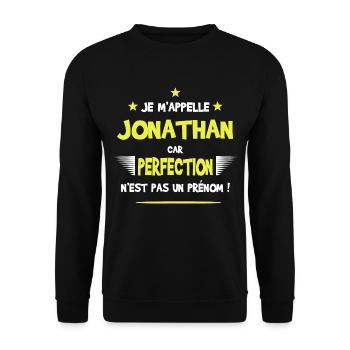 Jonathan cadeau humour et drôle - Sweat-shirt Unisexe - noir - Devant - Alina (178cm) & Michal (187cm)