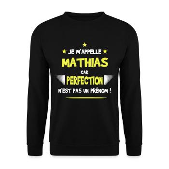Mathias cadeau humour et drôle - Sweat-shirt Unisexe - noir - Devant - Alina (178cm) & Michal (187cm)
