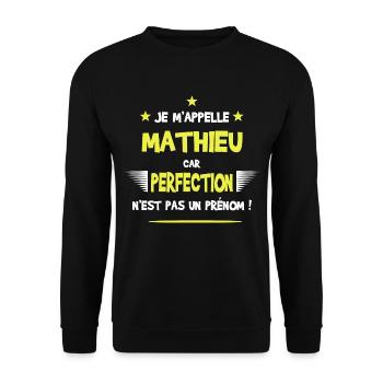 Mathieu cadeau humour et drôle - Sweat-shirt Unisexe - noir - Devant - Alina (178cm) & Michal (187cm)