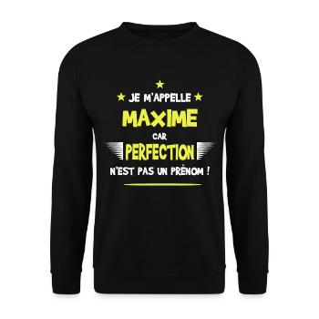 Maxime cadeau humour et drôle - Sweat-shirt Unisexe - noir - Devant - Alina (178cm) & Michal (187cm)