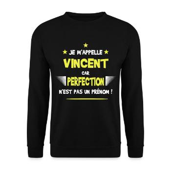 Vincent cadeau humour et drôle - Sweat-shirt Unisexe - noir - Devant - Alina (178cm) & Michal (187cm)
