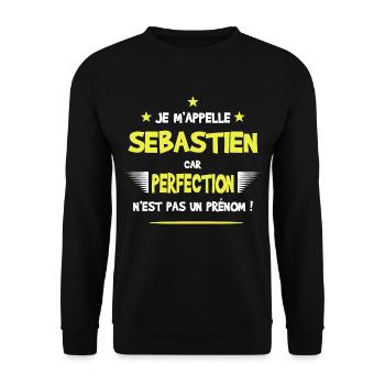 Sébastien cadeau humour et drôle - Sweat-shirt Unisexe - noir - Devant - Alina (178cm) & Michal (187cm)