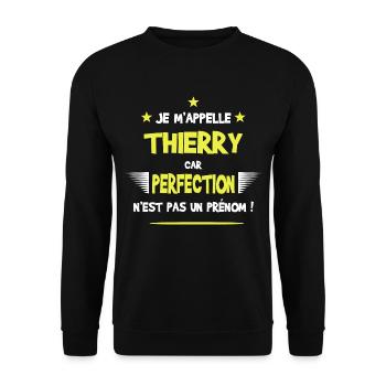 Thierry cadeau humour et drôle - Sweat-shirt Unisexe - noir - Devant - Alina (178cm) & Michal (187cm)