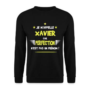 Xavier cadeau humour et drôle - Sweat-shirt Unisexe - noir - Devant - Alina (178cm) & Michal (187cm)