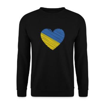 Support Ukraine with I Love Ukraine Heart - Unisex Sweatshirt - black - Front - Alina (178cm) & Michal (187cm)