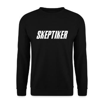 Skeptiker Statement Design Geschenkidee - Unisex Pullover - Schwarz - Vorne - Alina (178cm) & Michal (187cm)