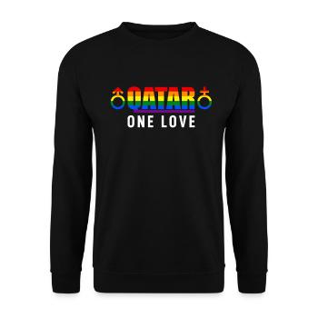 Qatar One Love Saying Sayings Rainbow - Unisex Sweatshirt - black - Front - Alina (178cm) & Michal (187cm)