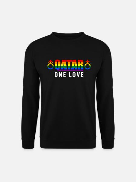 Qatar One Love Spruch Sprüche Regenbogen - Unisex Pullover - Schwarz