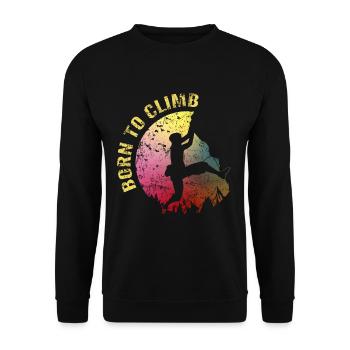 Geboren zum Klettern - Unisex Pullover - Schwarz - Vorne - Alina (178cm) & Michal (187cm)