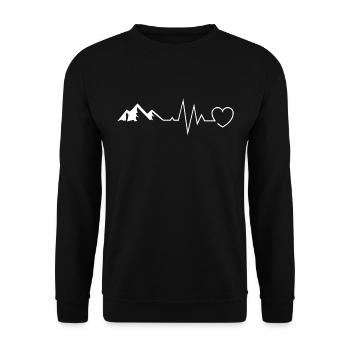 Heart Lines Motif with Mountains and Heart Gift - Unisex Sweatshirt - black - Front - Alina (178cm) & Michal (187cm)