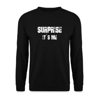 Drôle de dicton: Surprise c’est moi - Sweat-shirt Unisexe - noir - Devant - Alina (178cm) & Michal (187cm)