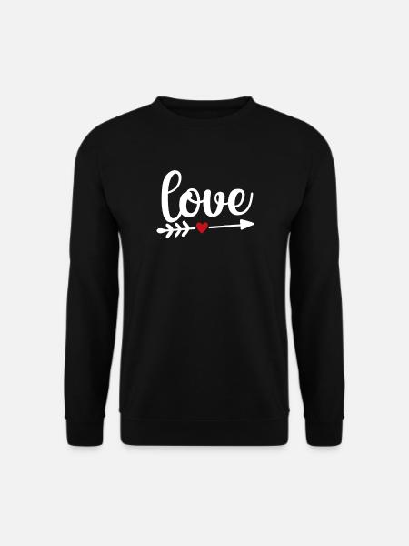 Love mit Pfeil und rotem Herz - Unisex Pullover - Schwarz
