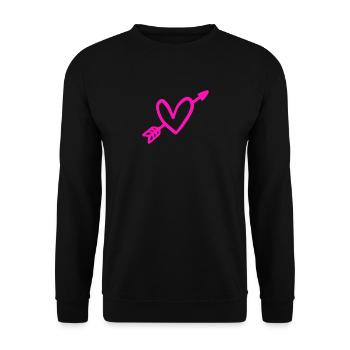 Pfeil und Herz Liebe Valentinstag Amor - Unisex Pullover - Schwarz - Vorne - Alina (178cm) & Michal (187cm)