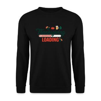 Thanksgiving Loading Erntedankfest Ladebalken - Unisex Pullover - Schwarz - Vorne - Alina (178cm) & Michal (187cm)