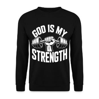 God is my strength! Believing Christian Jesus - Unisex Sweatshirt - black - Front - Alina (178cm) & Michal (187cm)