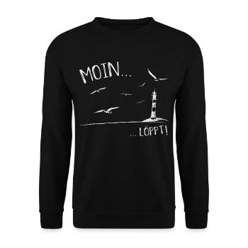 Nordsee Leuchtturm Moin Löppt lustig Geschenk - Unisex Pullover - Schwarz - Vorne - Alina (178cm) & Michal (187cm)