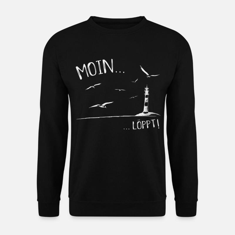 Nordsee Leuchtturm Moin Löppt lustig Geschenk - Unisex Pullover - Schwarz