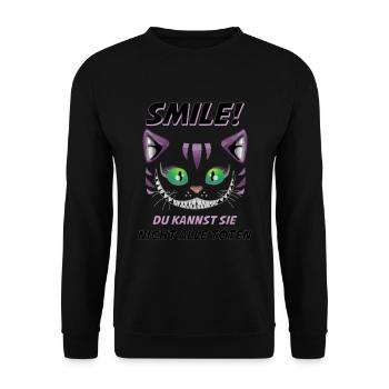 Lächle du Kannst Sie Nicht alle töten Katze Design - Unisex Pullover - Schwarz - Vorne - Alina (178cm) & Michal (187cm)