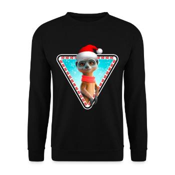 Erdmännchen X-Mas Meerkat Weihnachten - Unisex Pullover - Schwarz - Vorne - Alina (178cm) & Michal (187cm)