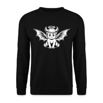 Angel Devil Baby Child Halo Horns Wings - Unisex Sweatshirt - black - Front - Alina (178cm) & Michal (187cm)